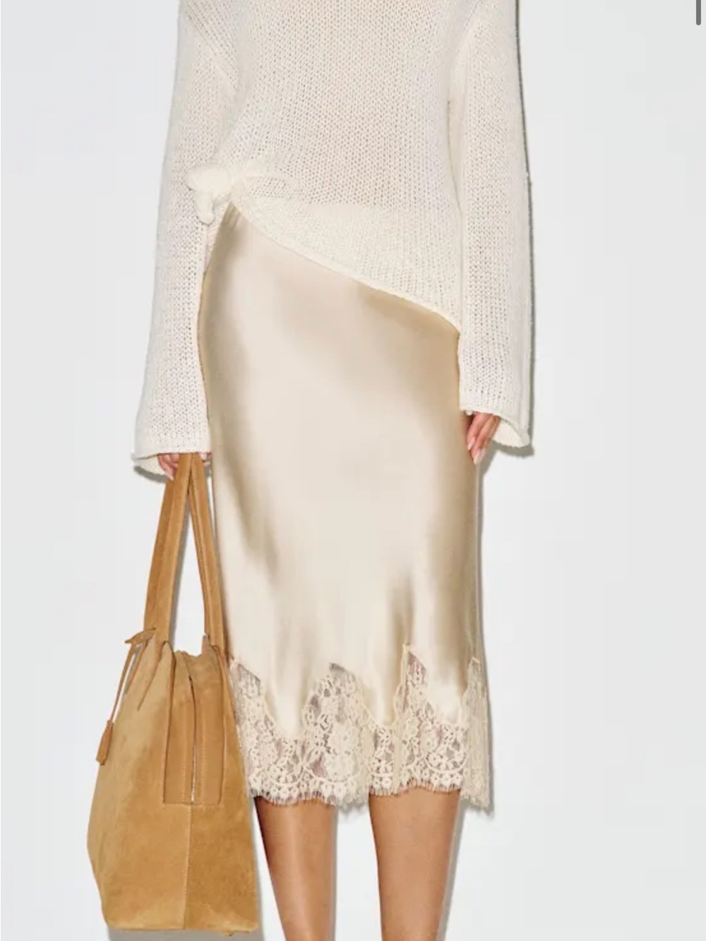 Reformation Carolina Almond Silk Skirt